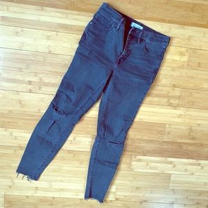 Black/charcoal high rise ripped skinny jeans